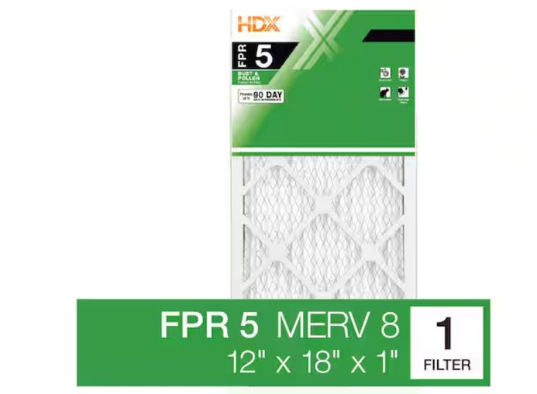 HDX 12 in. x 18 in. x 1 in. Standard Pleated Air Filter FPR 5, MERV 8