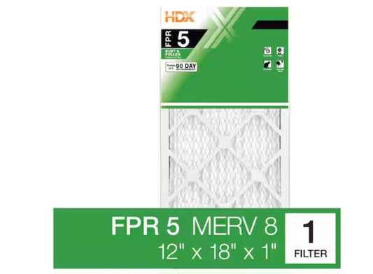 HDX 12 in. x 18 in. x 1 in. Standard Pleated Air Filter FPR 5, MERV 8