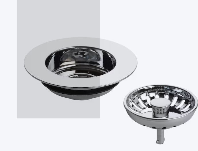 Plastic Sink Strainer with Pop-In Stopper – Chrome Finish, 3.5 Inch Drain Fit