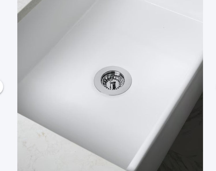 Plastic Sink Strainer with Pop-In Stopper – Chrome Finish, 3.5 Inch Drain Fit