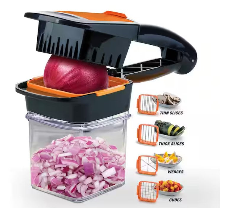 5-in-1 Vegetable Chopper & Slicer Compact Manual Kitchen Cutter with Container