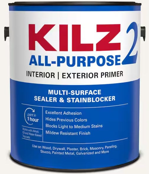 KILZ 2 All-Purpose Multi-Surface Primer, Sealer & Stain Blocker – 1 Gallon White