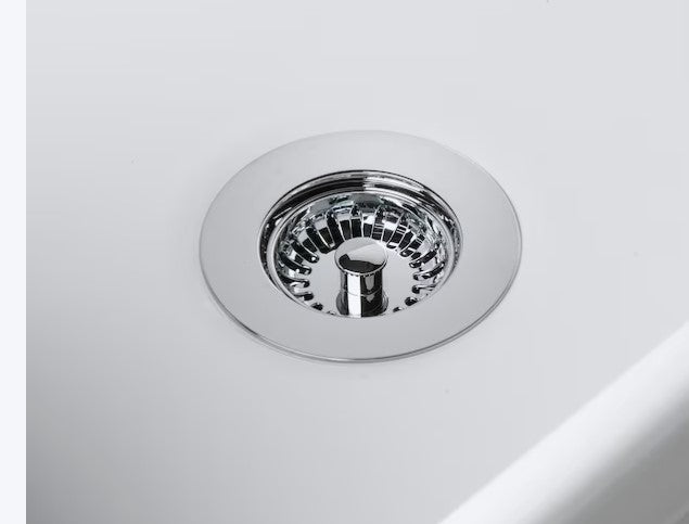Plastic Sink Strainer with Pop-In Stopper – Chrome Finish, 3.5 Inch Drain Fit