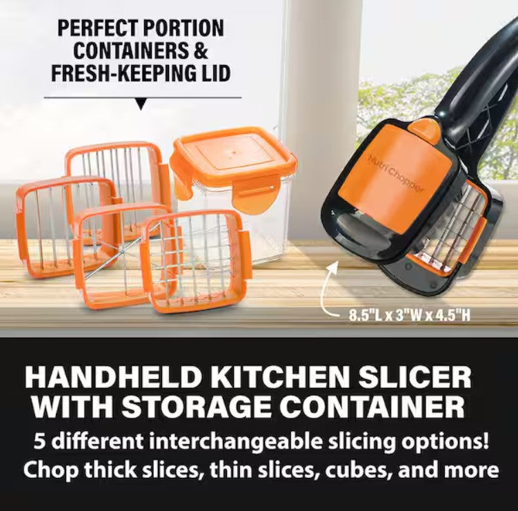 5-in-1 Vegetable Chopper & Slicer Compact Manual Kitchen Cutter with Container