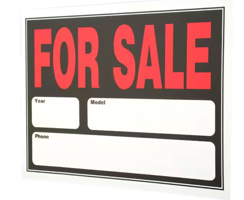 15 in. x 19 in. Plastic Auto For Sale Sign