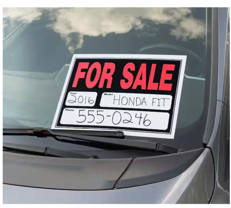 15 in. x 19 in. Plastic Auto For Sale Sign