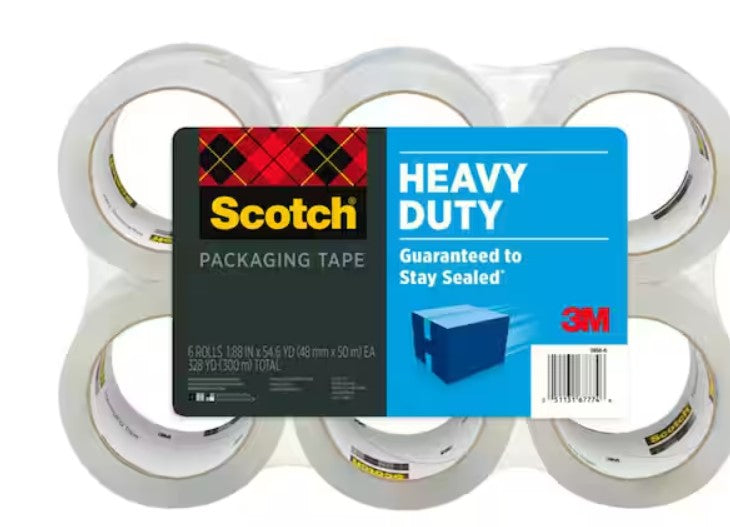 Scotch Heavy Duty Shipping Packaging Tape 1.88 in. x 54.6 yds. (6 Rolls Pack)