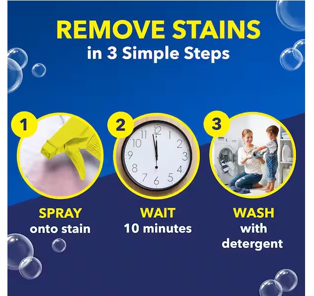 Laundry Fabric Stain Remover Spray – 21.5 oz, Chlorine-Free Multi-Surface Cleaner
