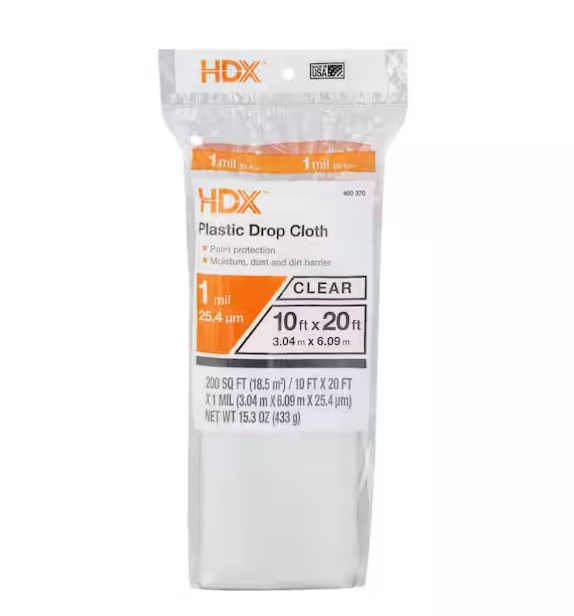 10 ft. x 20 ft. Clear Plastic Drop Cloth