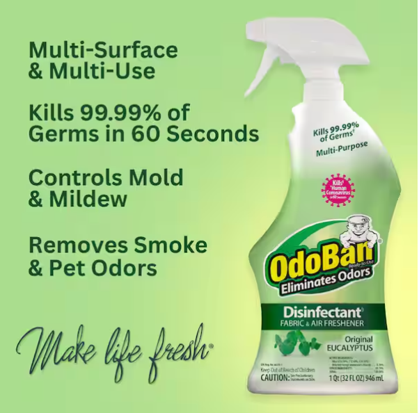 32 oz. Eucalyptus Multi-Purpose Disinfectant Spray, Odor Eliminator, Sanitizer, Fabric Freshener, Mold Control