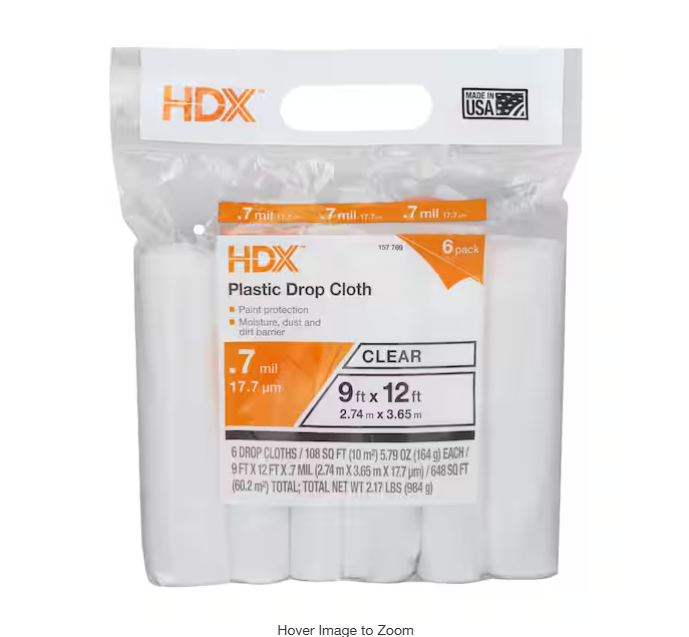 9 ft. x 12 ft. Clear Plastic Drop Cloths (6-Pack)