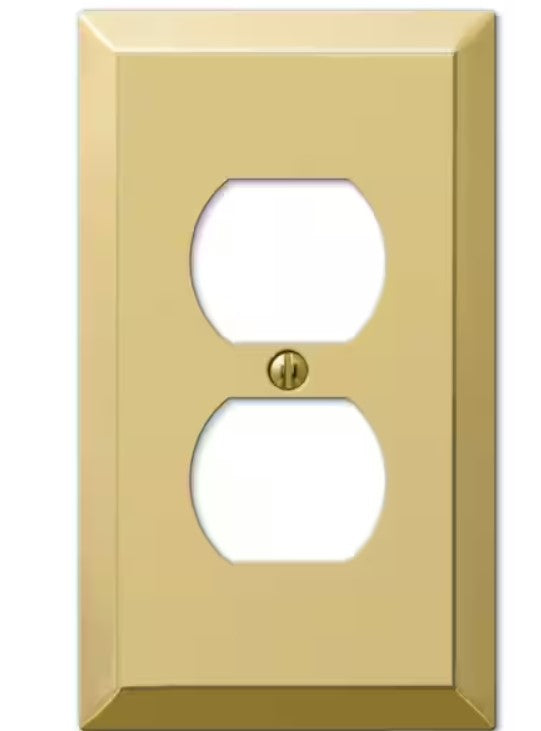 Hampton Bay Metallic 1-Gang Duplex Outlet Steel Wall Plate