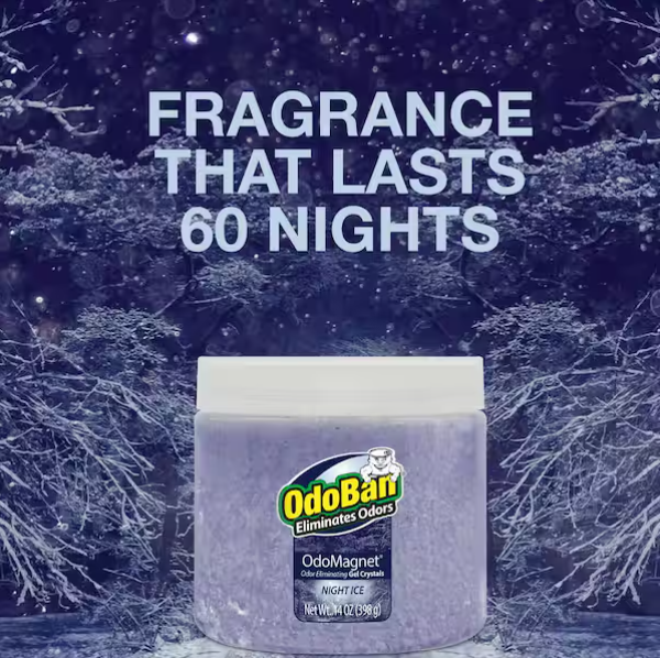 14 oz. OdoMagnet Odor Removing Gel Crystals, Odor Absorber and Air Freshener with Odor Eliminator Gel, Night Ice