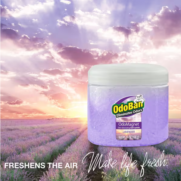 14 oz. OdoMagnet Odor Removing Gel Crystals, Odor Absorber and Air Freshener with Odor Eliminating Gel, Lavender