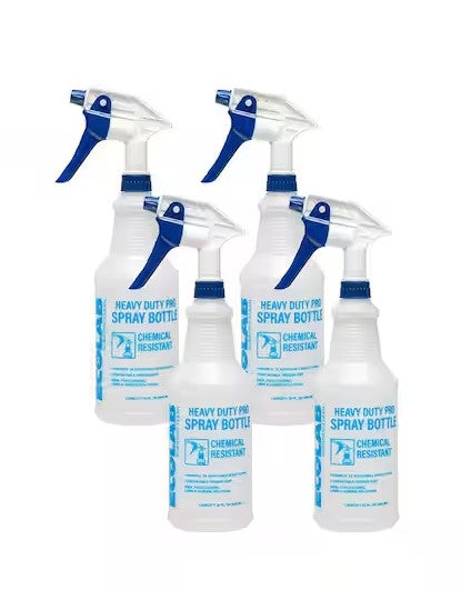 32 oz Heavy Duty Refillable Spray Bottle with Adjustable Nozzle (4-Pack)