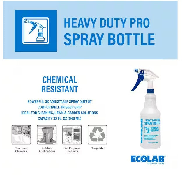 32 oz Heavy Duty Refillable Spray Bottle with Adjustable Nozzle (3-Pack)