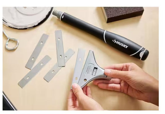 4 Inch Steel Scraper Blades for Glass & Tile (10-Pack) Heavy Duty Replacement Blades