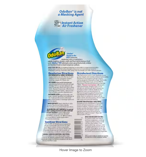 32 oz. Fresh Linen Multi-Purpose Disinfectant Spray, Odor Eliminator, Sanitizer, Fabric Freshener, Mold Control