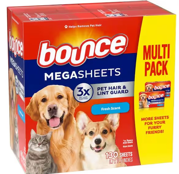 Laundry Dryer Sheets Pet Hair & Lint Guard 130 Count Mega Fresh Scent