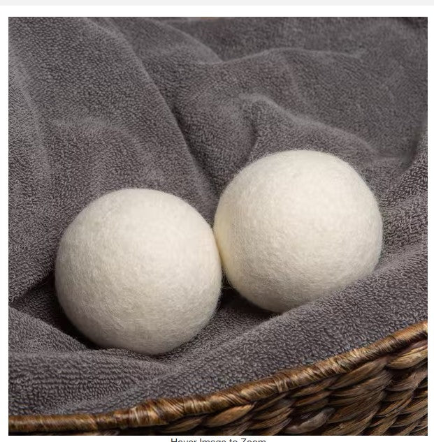 Wool Dryer Balls Reusable Fabric Softener 6-Pack Natural Laundry Balls