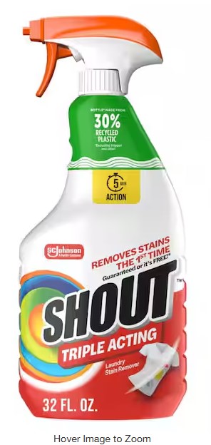 Fabric Stain Remover Spray 32 oz Trigger Bottle Powerful Laundry Pre-Treatment