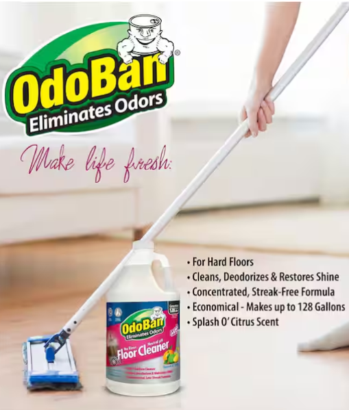 OdoBan 1 Gal. No Rinse Neutral pH Floor Cleaner, Concentrated Hardwood and Laminate Floor Cleaner, Streak Free