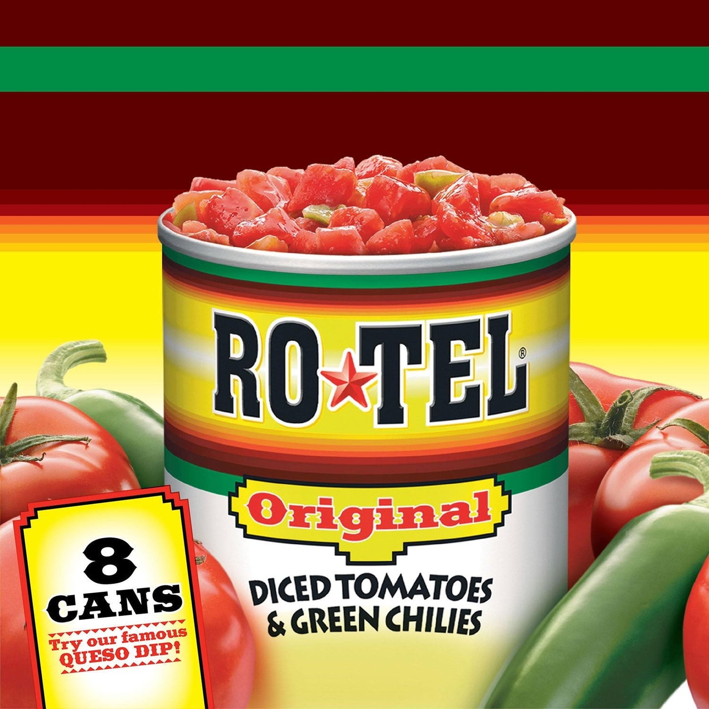 RO-TEL Diced Tomatoes & Green Chilies – 10 oz (8-Pack)