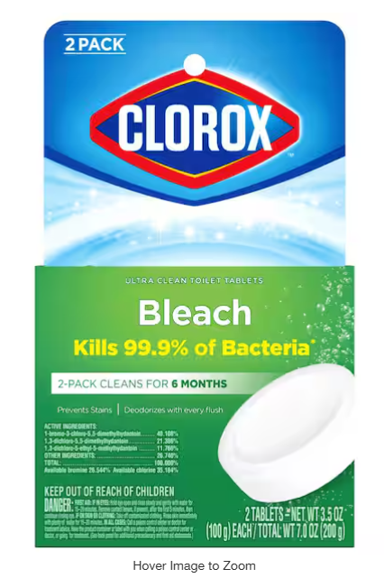 Ultra Clean Toilet Bowl Cleaners Tablets, 3.5 oz. Ready to Use, Bleach Disinfecting (2-Count)