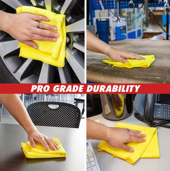 14 in. x 14 in. High Power Pro-Grade Heavy-Duty Microfiber Cloth Towels (16-Pack)