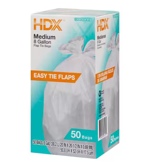 8 Gallon White Medium Trash Bag (50-Count)