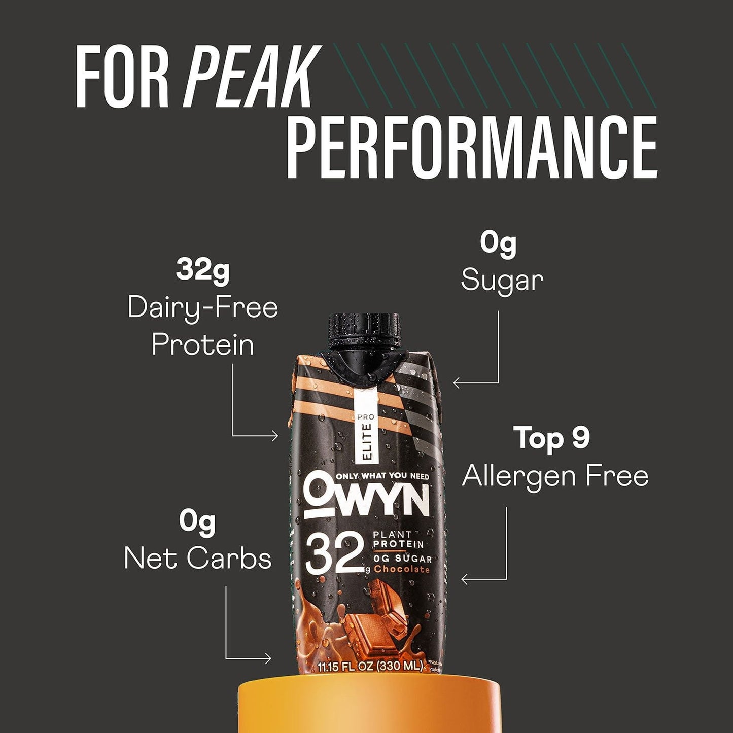 OWYN Pro Elite 32g Keto Plant Protein Shake, Chocolate 11.15 fl. oz., 15 pk.