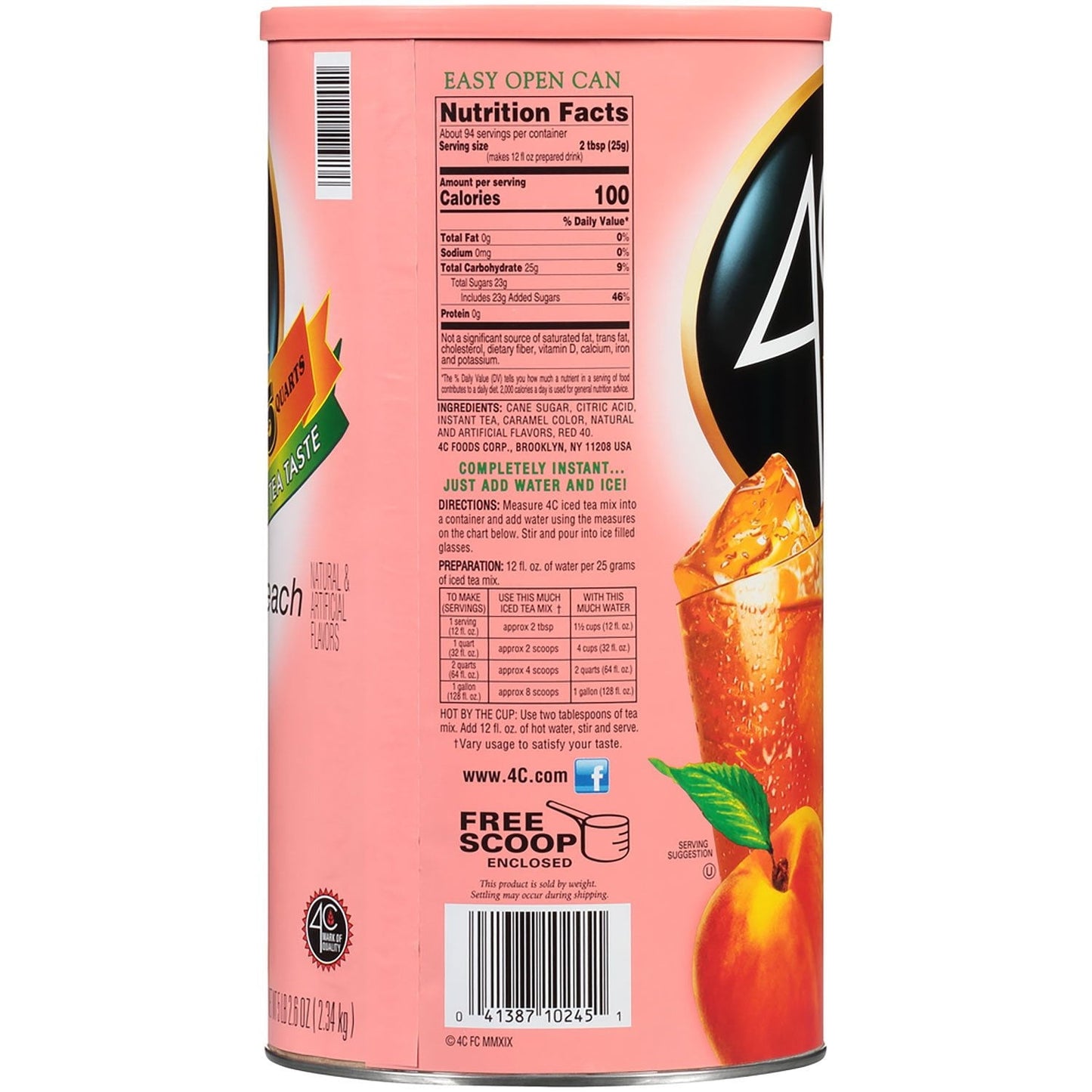 4C Peach Iced Tea Mix, 82.6 oz.