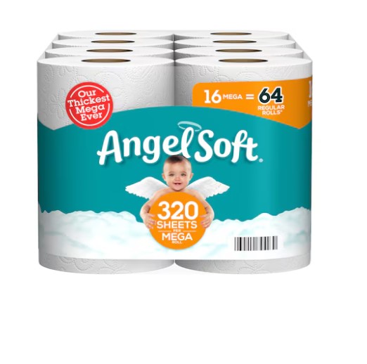 2-Ply Toilet Paper – 16 Mega Rolls (320 Sheets Per Roll)