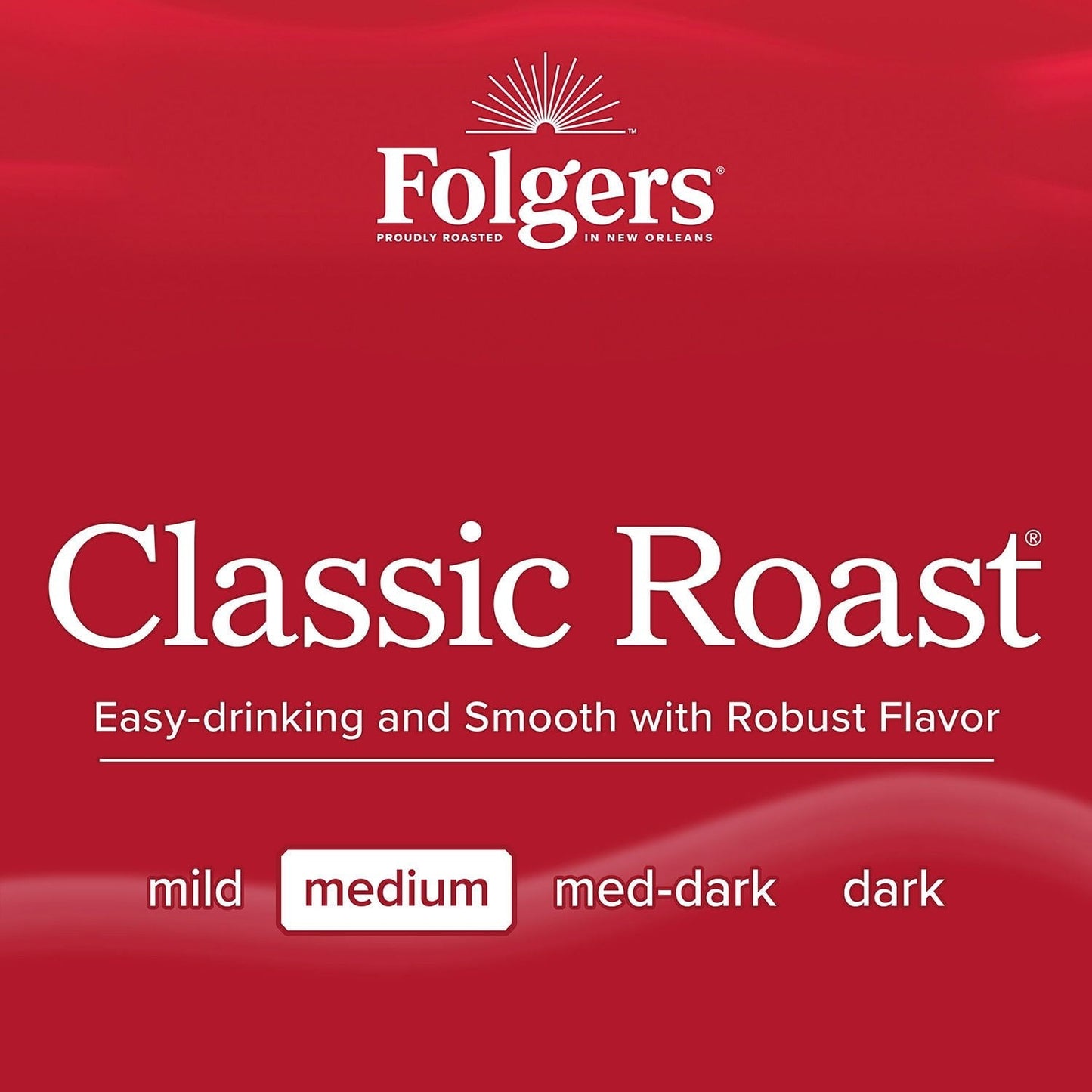 Folgers Classic Roast Ground Coffee, Medium Roast, Rich & Smooth Flavor, 43.5 oz Canister