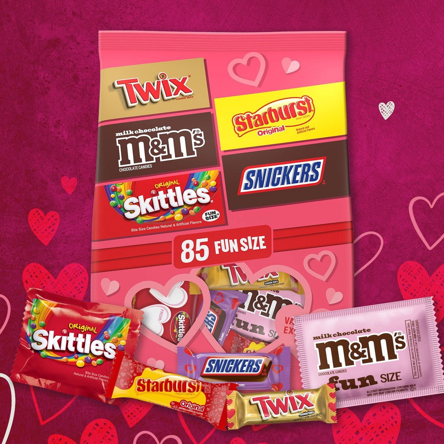 Mars Mixed Valentine's Day Candy, Variety Pack, Fun Size, 85 ct.