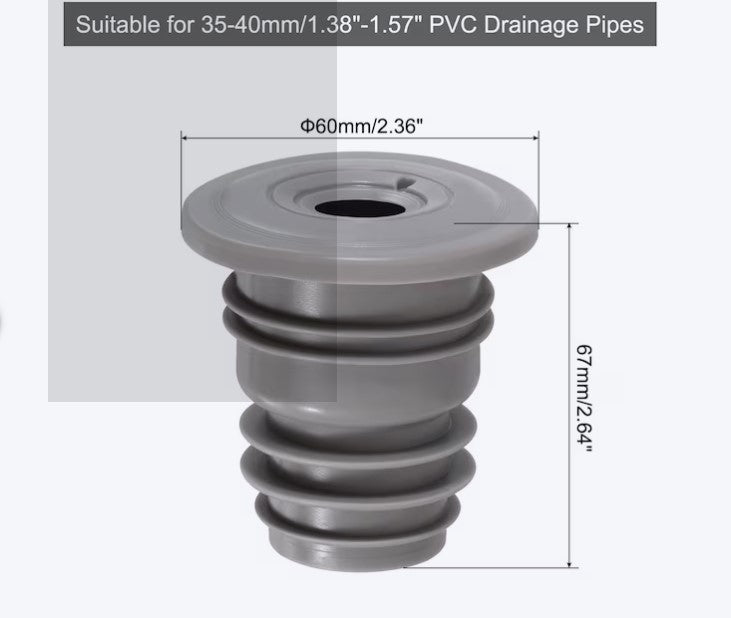 Silicone Drain Pipe Seal Ring – Anti-Odor Floor Drain Plug, Grey
