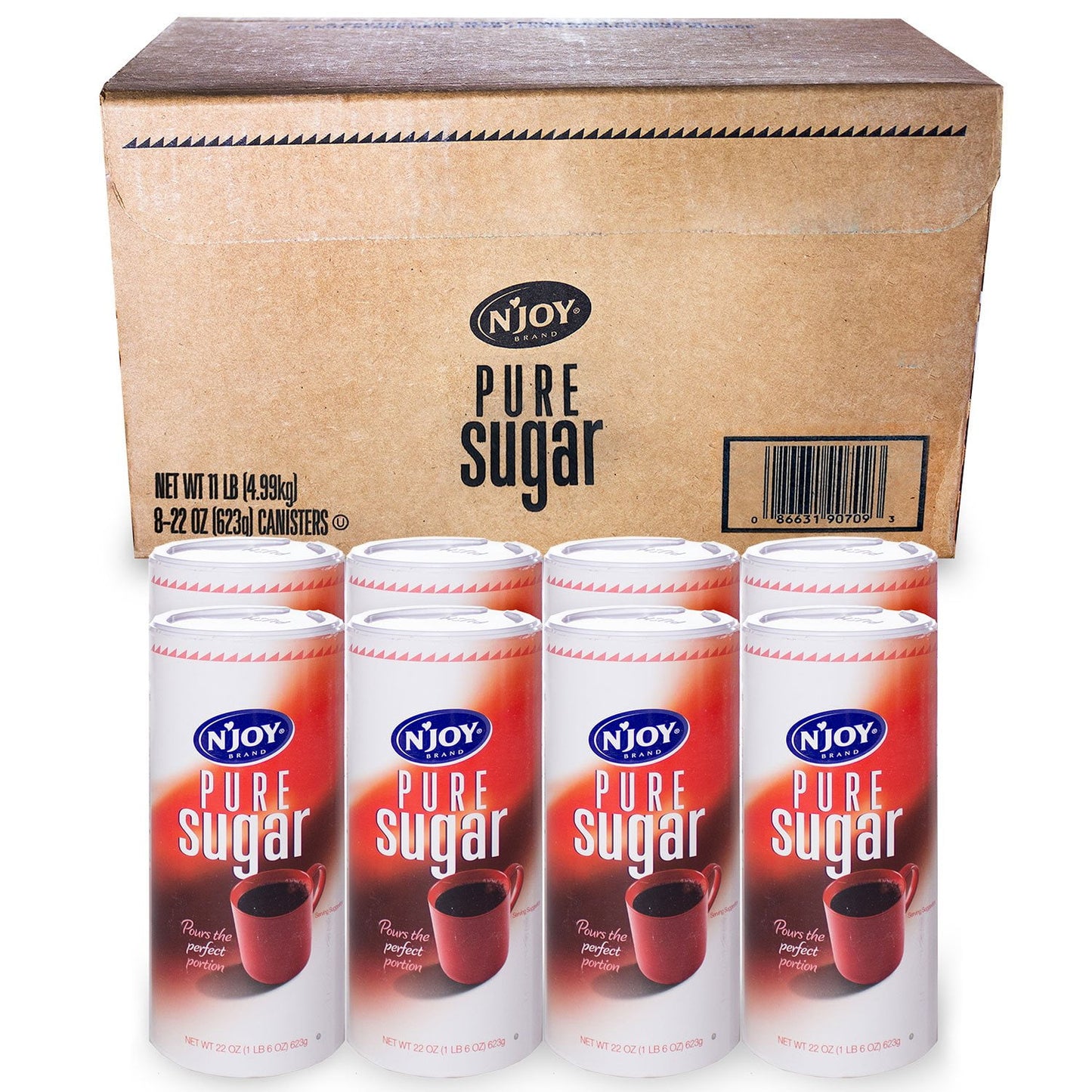 N'Joy Pure Sugar Canisters – 22 oz each, 8-Count Pack