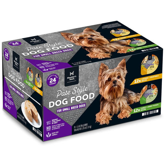 Small Breed Wet Dog Food Variety Pack – Turkey & Sweet Potato + Chicken & Vegetable, 24 x 3.5 oz Bowls