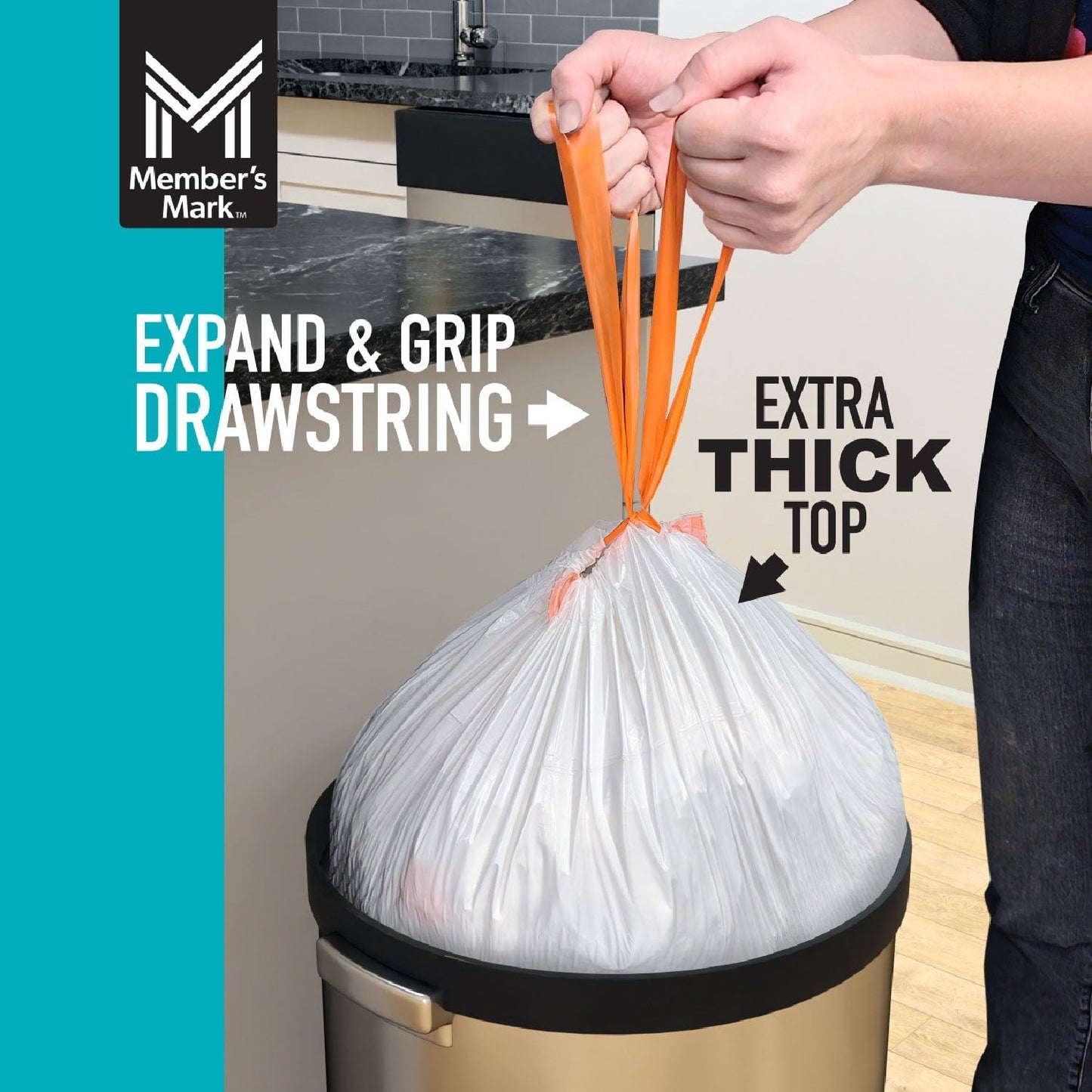 Member's Mark Power Flex 13-Gallon Tall Kitchen Trash Bags, Fresh Scent, 200 ct.