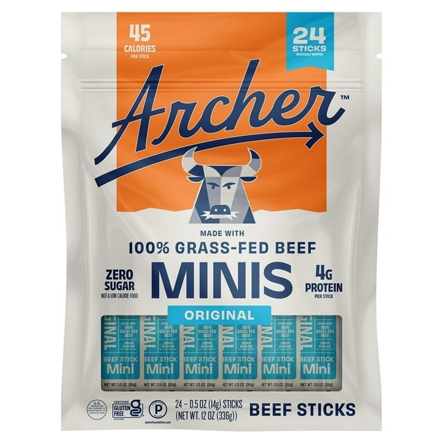 Country Archer Original Mini Beef Sticks – 0.5 oz Each, 24-Count Pack
