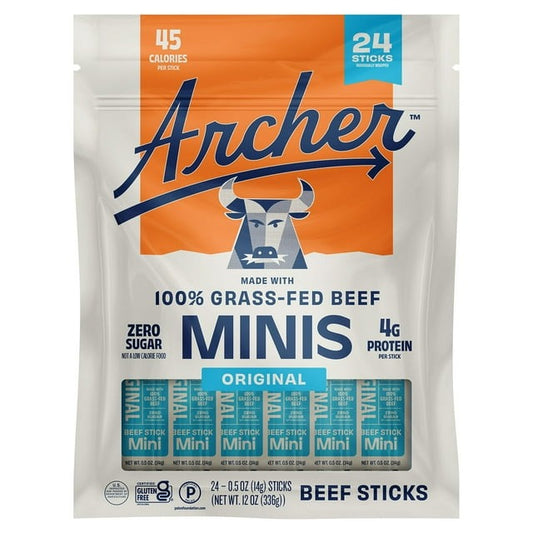 Country Archer Original Mini Beef Sticks – 0.5 oz Each, 24-Count Pack