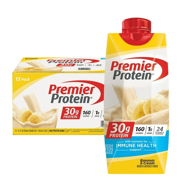 Premier Protein Shake – Bananas & Cream, 11 fl oz (Pack of 15)