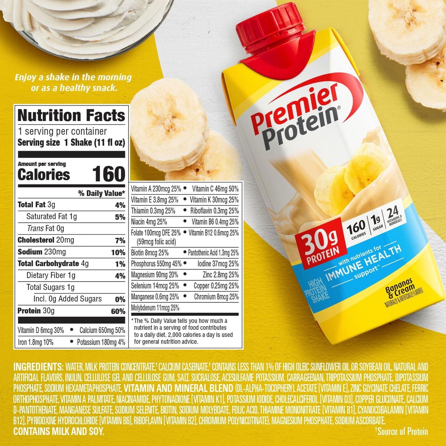 Premier Protein Shake – Bananas & Cream, 11 fl oz (Pack of 15)