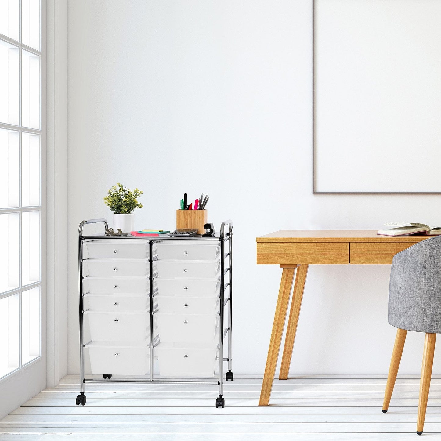 Seville Classics 12-Drawer Rolling Organizer Cart – 25.2″ W x 15.2″ D x 31.7″ H