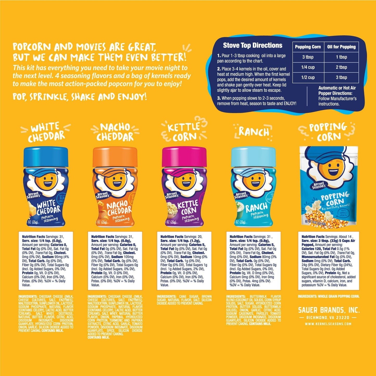 Kernel Season’s Movie Night Popcorn Seasoning & Kernels Variety Pack – 5-Count