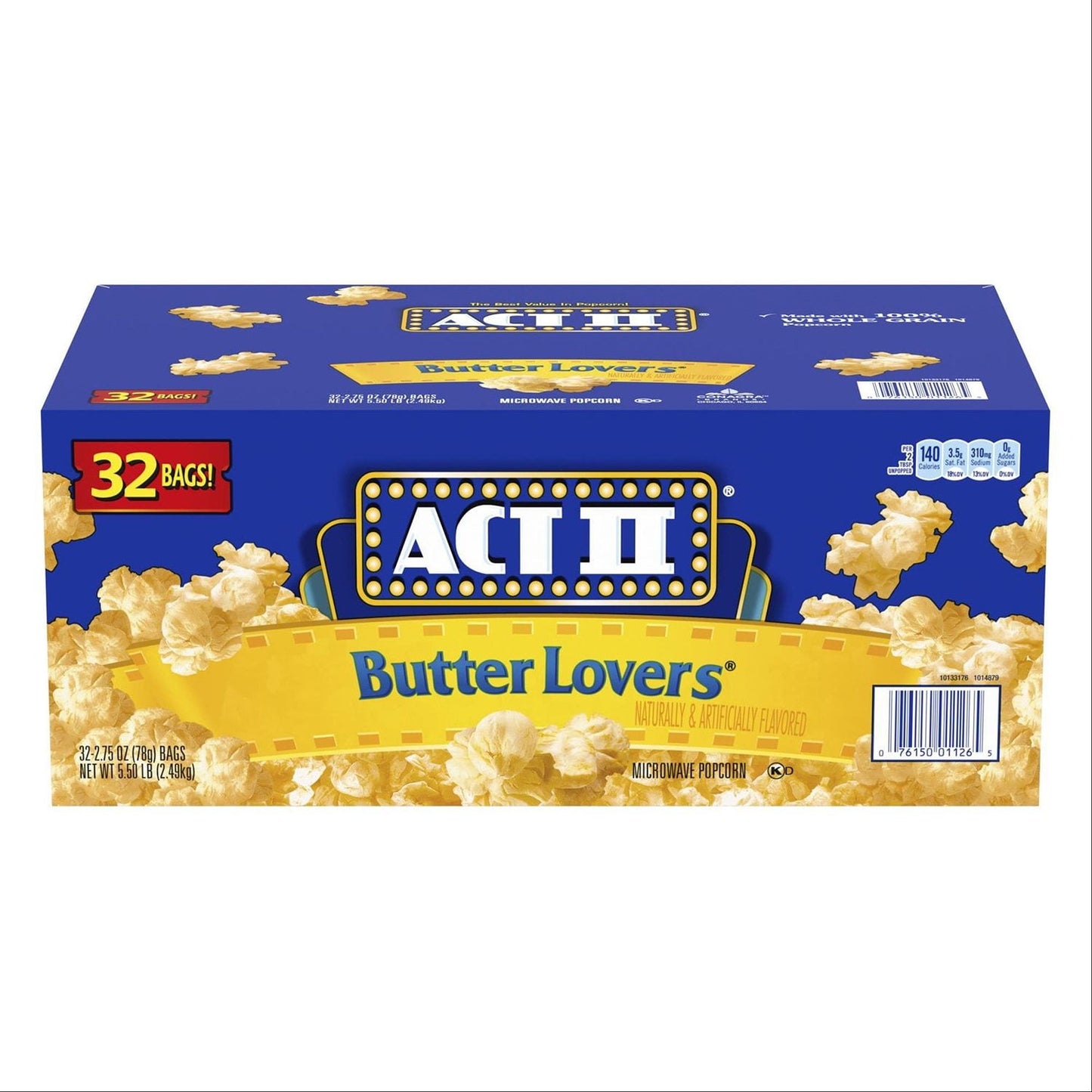 ACT II Butter Lovers Microwave Popcorn – 2.75 oz x 32-Count