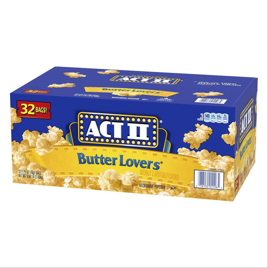 ACT II Butter Lovers Microwave Popcorn – 2.75 oz x 32-Count