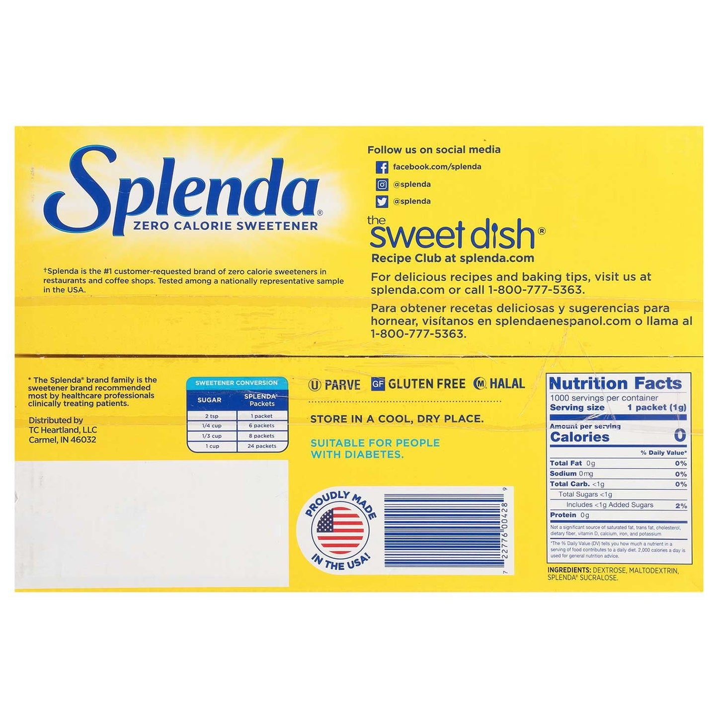 Splenda Zero Calorie Sweetener Packets – 1000-Count Value Pack