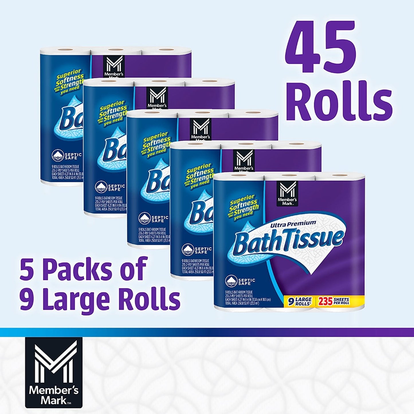 Member’s Mark Ultra Premium 2-Ply Toilet Paper – 45 Roll Value Pack (235 Sheets/Roll)