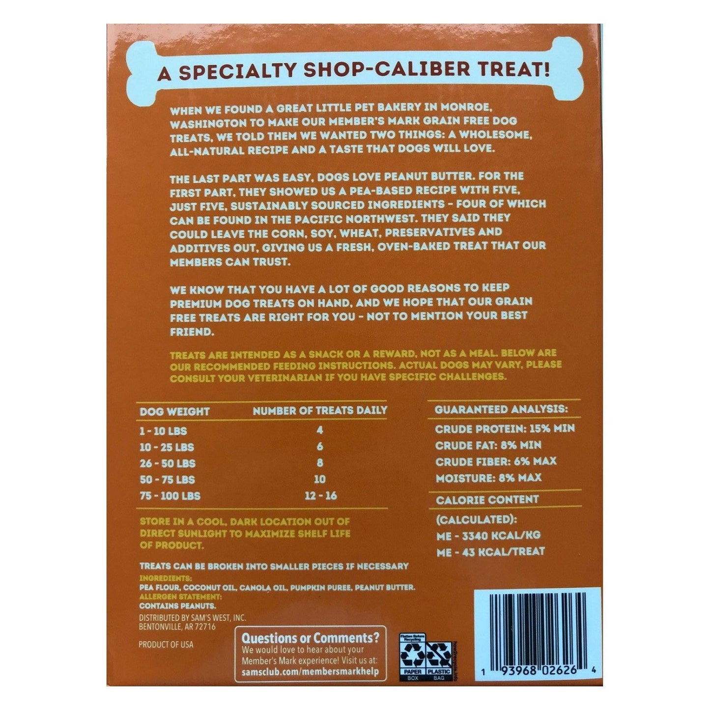Member’s Mark Grain-Free Dog Treat Biscuits – Peanut Butter Flavored 5lbs